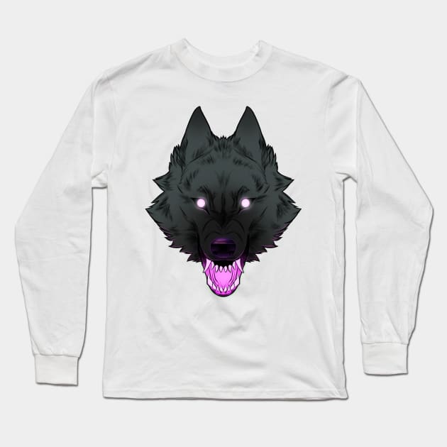 Purple Wolf Long Sleeve T-Shirt by RioBurton